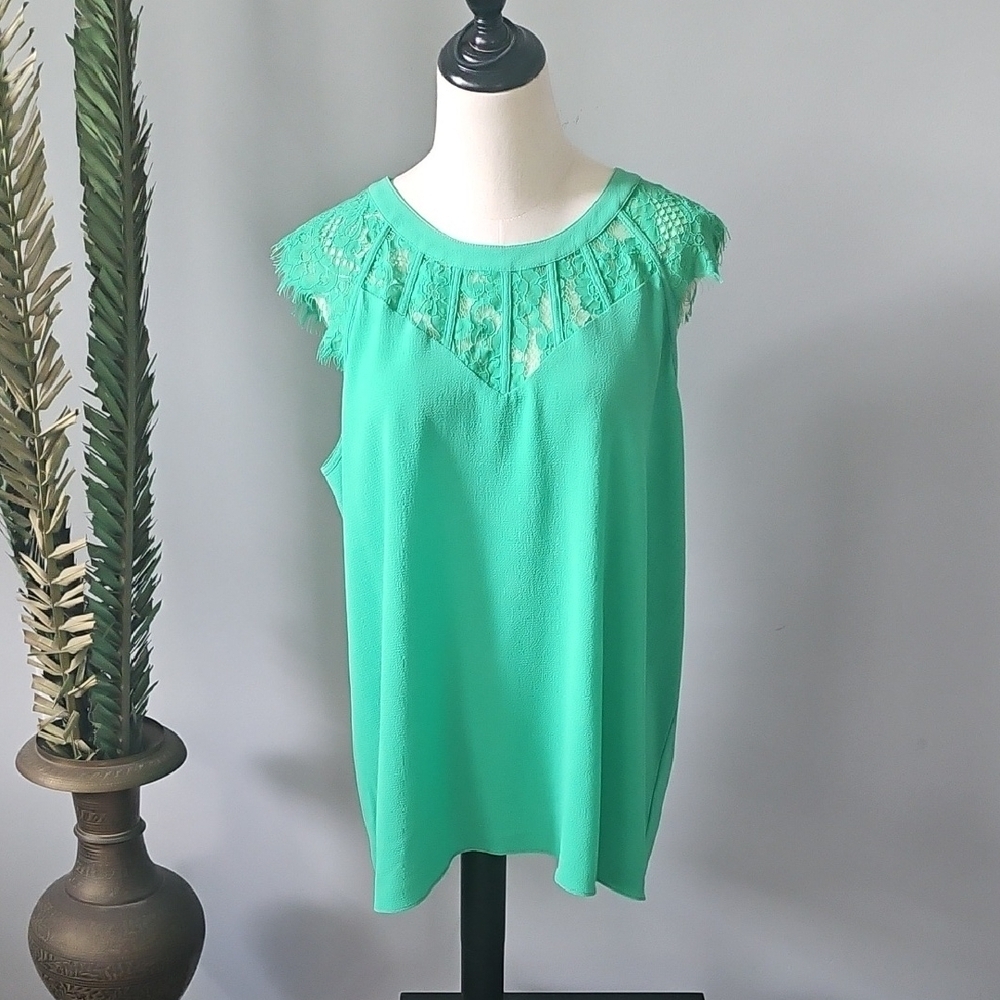 Cato Elegant Green Lace Women's Top NWT